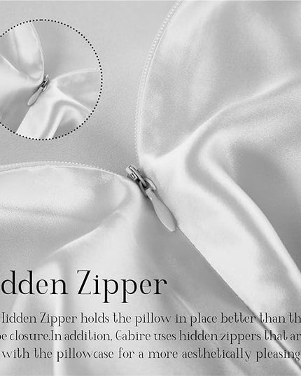 Mulberry Silk Pillow Cases Set of 2, Both Sides Real Silk Pillow Cases for Hair and Skin Cool Pillowcases Organic Silk Pillowcase 2 Pack with Hidden Zipper, White, King (20"×36")