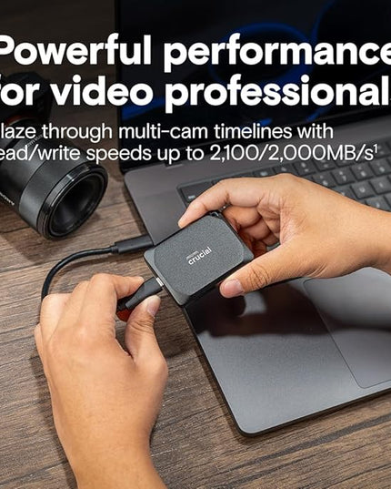 Crucial X10 Pro 4TB Portable SSD, Up to 2100MB/s Read, 2000MB/s Write, 3.2 USB-C, External Solid State Drive, Durable Storage for PC & Mac, for Professional Creators, Black - ‎CT4000X10PROSSD902