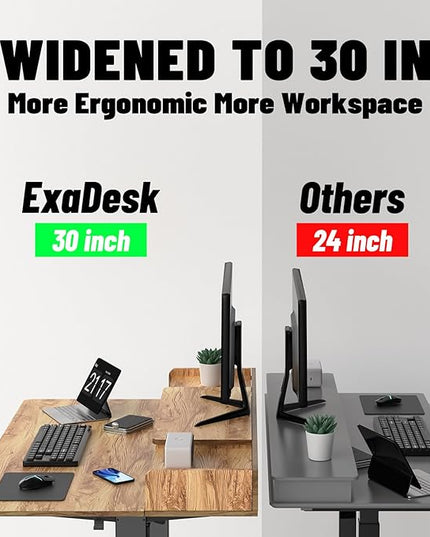48 x 30 Inch Electric Standing Desk with 2 Drawers, Adjustable Height Widened Stand Up Desk with Storage, Sit to Stand Ergonomic Workstation for Home Office, Light Rustic