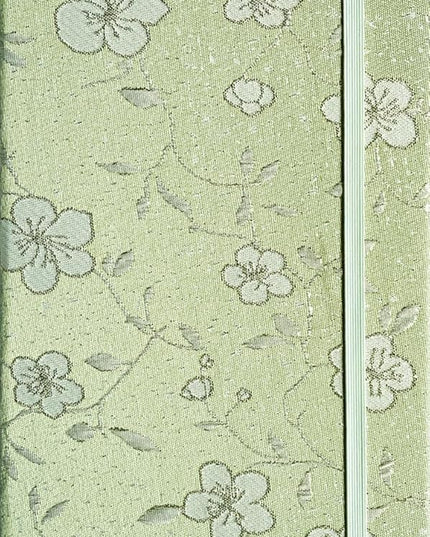 A5 Notebook, Ruled Paper, Lined Page, Hardcover, Layflat, Linen Cover, Flower Fabric, Journal for Women, Elastic Band Closure, Cute Notebooks for School, Office, Personal Writing, Green