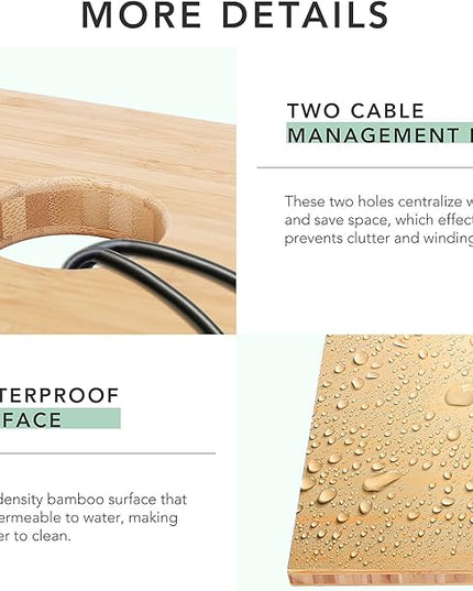 FlexiSpot E6 Bamboo 3-Stage Dual Motor 60 x 30 Electric Standing Desk Sit Stand Up Desk, Holds 220 lbs, Adjustable Height w/ Memory Presets, Solid Bamboo Curved Desktop & White Frame, Ships in 2 Boxes