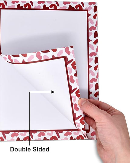 Gift Boutique - 100 Valentines Day Stationary Paper 8.5" X 11" Valentine Hearts Stationery Letterhead with Border for Writing Letters, Poems, Printing Invitation, Valentines Heart, Printable Papers