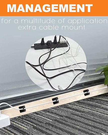 100 Pack 1.1 inch Zip Tie Adhesive Mounts Self Adhesive Cable Tie Base Holders with Multi-Purpose Tie wire clips with screw hole,Anchor stick on wire holder with 8 inch zip ties（Black）