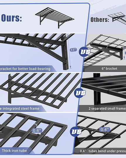 2-Pack 2x4ft Garage Shelving Wall Mounted, 2' x 4' Heavy Duty Garage Storage Shelves with Hooks, 400LB Capacity