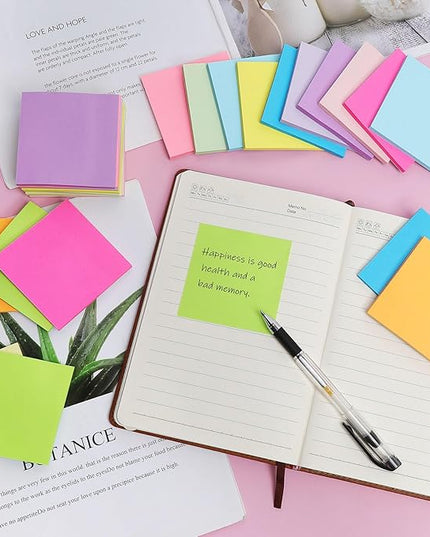 (24 Pack) Sticky Notes 3x3 in Post, 12 Bright Colors Sticky Note Self-Stick Notes Pads,Strong Adhesive, Easy to Post for Home, Office, Notebook