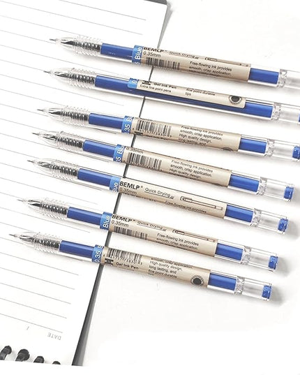 BEMLP Gel Ink Pen Extra fine point 0.35mm Blue Liquid Rollerball Pens Quick Drying Gel Pens School Office student Exam Writing Stationery Supply 12 Pcs/Set (Blue)