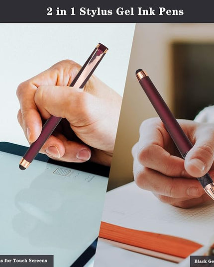 Linbsunne Black Gel Pens 0.7mm Medium Point Pen Office Pens 2-in-1 Stylus Pens for Touch Screens Gel Ink Rollerball Pens for Writing (18 Pack-red)