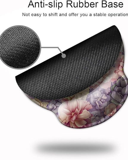 Ergo Comfort Gel Wrist Rest Mouse Pad-Ergonomic Office Mousepad with Wrist Support-Non-Slip, Design Desk Accessories Mat for Home&Game Decor Boho Floral