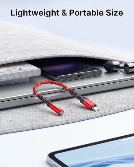 JSAUX 2-Pack USB Type C to 3.5mm Female Headphone Jack Adapter, USB C to Aux Audio Dongle Cable Cord Compatible with iPhone 17 Pro Max/16 Pro/15 Plus/15, Samsung Galaxy S23/S22, iPad Pro, Pixel - Red