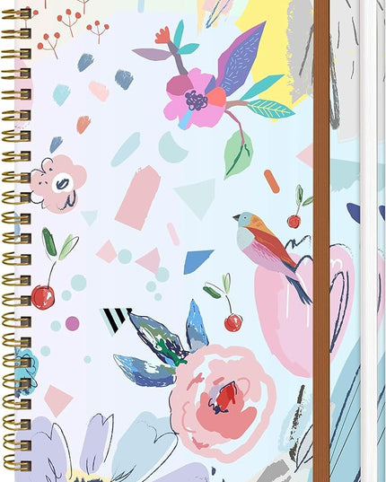 Spiral Journal Notebook for Women, Hardcover A5 College Ruled Notebook, 120 Pages, Thick Paper, Cute Lined Journal for School, Office & Work, 6 x 8.4 in(Artistic Floral)