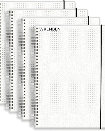 Bullet Dotted Spiral Notebook A5 with 120gsm Thick Dot Paper 160 Pages per Pack - 5.7" x 8.3" Dotted Journal with Elastic Band and Transparent Hardcover (4 Pack, A5)