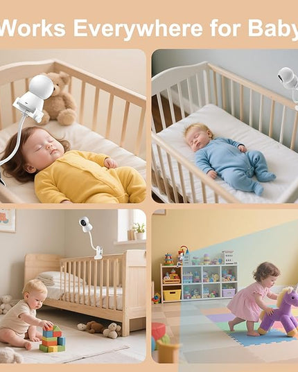 Baby Monitor Mount - Universal Adjustable Monitor Flex Stand for Hello Baby, Nanit Pro, Infant Optics, VTech & Most Baby Monitors - Detachable Arm Camera Clip Mount with Cute Stickers for Crib