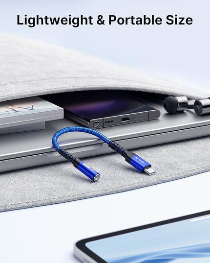 JSAUX 2-Pack USB Type C to 3.5mm Female Headphone Jack Adapter, USB C to Aux Audio Dongle Cable Cord Compatible with iPhone 15 Pro Max/15 Pro/15 Plus/15, Samsung Galaxy S23/S22, iPad Pro, Pixel -Blue