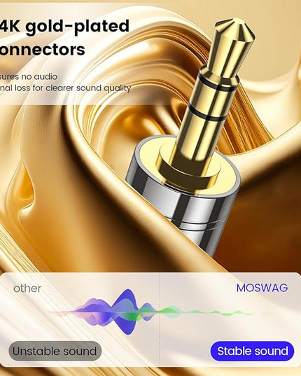 MOSWAG 3.5mm to 6.35mm Adapter, 3.5mm TRS 1/8 inch Audio Male to 6.35mm 1/4 inch Female Mic Plug Adapter Jack Converter for amplifiers, Mixing Console, Home Theater Devices, Electric Guitar -1Pack