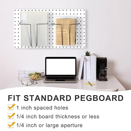 4 Pair Slatwall Literature Holder Pegboard Shelf Accessories Pegboard Magazine Holder Expandable Literature Display Metal Wire Retail Magazine Shelf for Slatwall Gridwall Exhibition(Black)