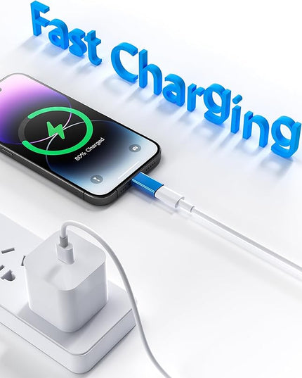 MFi Certified USB C to Lightning Adapter 4-Pack, 27W Fast Charging & Data Sync, Lightning to USB Type C Cable Adapter Compatible with iPhone 14/13/12/Pro/Max, iPad, AirPods, with Anti-Loss Lanyard