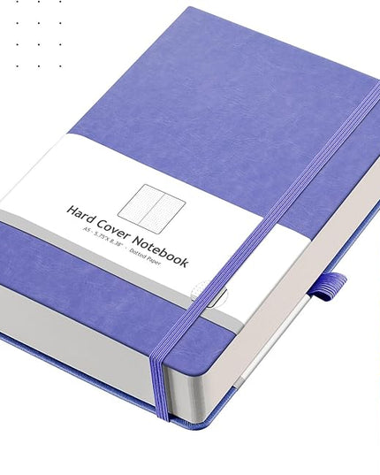 AHGXG Bullet Dotted Journal - 320 Numbered Pages Dot Grid Notebook A5 Thick Journal, 100gsm Thick Dotted Paper, Leather Hardcover,Inner Pocket, 5.75'' × 8.38''-Light Purple