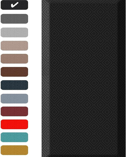 Ophanie Kitchen Mats for Floor, 3/4 inch Thick, 17x24 Anti Fatigue Cushioned Mat, Kitchen Rugs, Waterproof, Comfort Ergonomic Standing Mat for Office, Home, Sink, Black Non-Slip Ridged Bottom