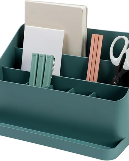 BLUE GINKGO Desk Organizer – Korean-Made Office Storage for Pens, Notes, Mail, and Supplies (Green)