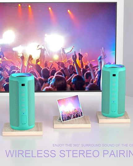 Ortizan Portable Bluetooth Speakers, IPX7 Waterproof Wireless Speaker with 24W Loud Stereo Sound, Outdoor Speaker with Bluetooth 5.3, Deep Bass, RGB Lights, Dual Pairing, 30H Playtime for Home, Party