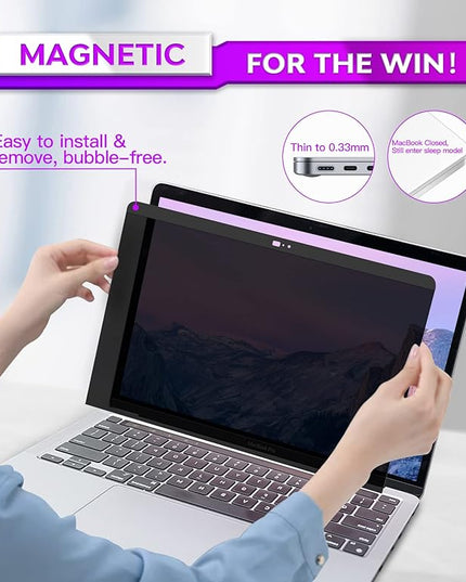 PYS macbook air 13 inch privacy screen Compatible with MacBook Air 13.3'(Released in 2018-2021: A1932,A2179,A2337)-Anti Glare，Webcam Cover Slider，Provide Privacy, Ultra Slim，Easy On
