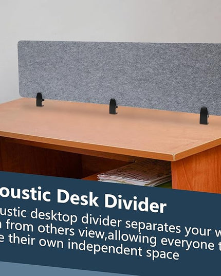 2pcs Privacy Panel, Standing Desk Divider 60"x16" Desktop Office Furniture Partitions, Clamp-On Acoustic Desk Divider Mounted Privacy Panel to Reduce Noise and Visual Distractions (Light Grey)
