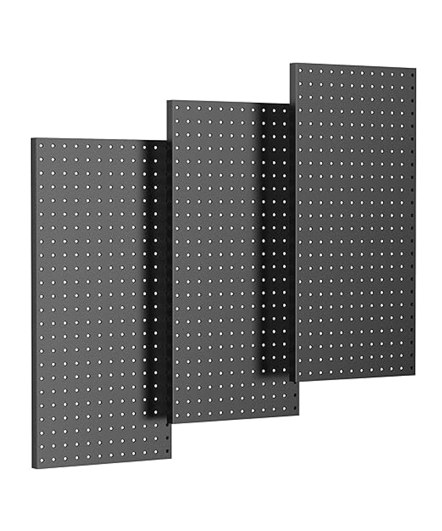 TORACK 3-Pack 12x24 inch Metal Pegboard Panels for Garage Wall, Tools Organizer Pegboard for Workbench, Workshop, Modular Peg Board Tool Storage Board for Pegs(Black)