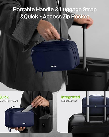 EPICKA Electronics Organizer Travel Case - Cable Organizer Bag for Travel Accessories, Tech Pouch for Cords, Charger, Adapter, Cables, Power Bank, Waterproof Storage Bag with Luggage Strap, Navy