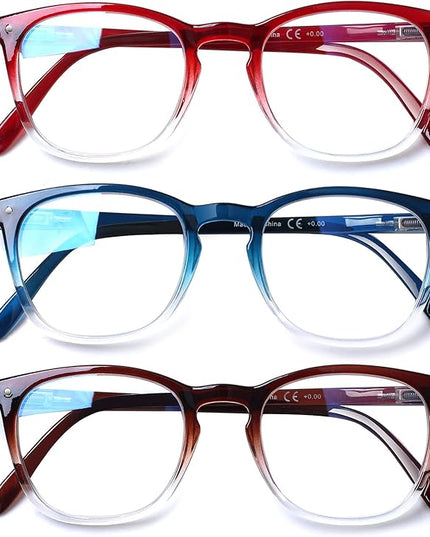 Henotin 3-Pack Blue Light Blocking Reading Glasses,Spring Hinge Computer Readers for Men Women,Anti UV Ray Filter Eyeglasses (Multicolor, 2.25)