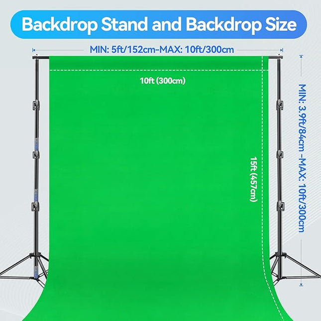 EMART 10X10 FT Green Screen Backdrop Kit, Photography Umbrella with 5500K Bulbs, 10X15 FT Green Backdrop with Spring Clamps, Professional Photography Lighting kit for Studio, Portrait, Video Shooting