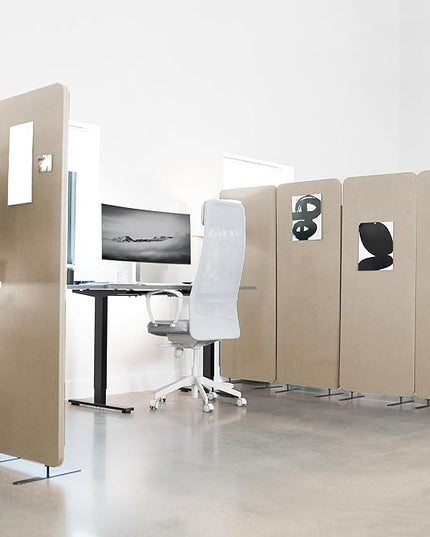VIVO Freestanding 72 x 66 inch Privacy Panel, Cubicle Divider, Acoustic Wall Partition, x3 24 inch Panels, Beige, PP-3-T072BE