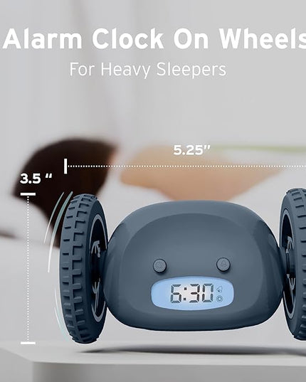 CLOCKY Extra Loud Alarm Clock for Heavy Sleepers on Wheels Rolls Runs Away Vibrating, Easy to Set Super Smart Snooze Digital Bed Shaker Alarm Clock Funny Gift for Adults Kids Teens Bedrooms (Slate)