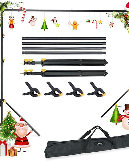 LINCO Lincostore Backdrop Support Stand Kit 10x6.5ft Adjustable Photography Studio Photo Background Support System with Carrying Bag for Green Screen Muslin, 4171