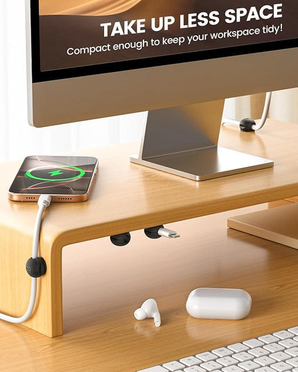 8Pack Magnetic Cord Organizer Clips - Lamicall [Mini-Soft Silicone] Cable Management for Phone Charger Cord, Durable Adhesive Cable Holder for Desk Nightstand, Home Office Organizer Gadget Accessories
