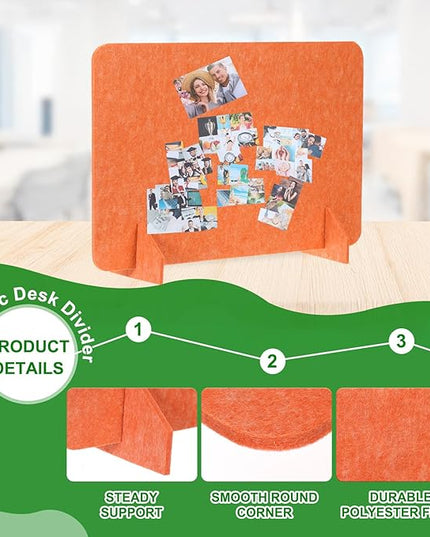 PATIKIL Desk Divider, 4 Set 24 x 16 Inch Acoustic Freestanding Desk Divider Desk Privacy Panel with 8 Pcs Support Feet for Library Office Workstation,Orange