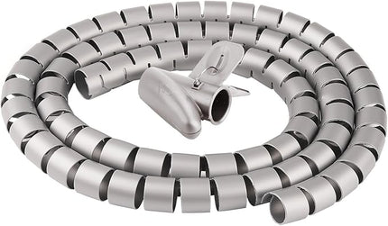Cable Organizer Coiled Tube Sleeve Cable Cable Management Sleeve (Silver Length59inches Diameter1.1inches)