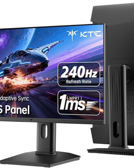 KTC 24.5 Inch 240Hz Gaming Monitor, FHD 1080p Fast IPS Computer Monitor, 1ms with Adaptive-Sync, HDR400, HDMI x2, DPx1, VESA Mount, Tilt/Pivot/Height Adjustment, H25T7-3