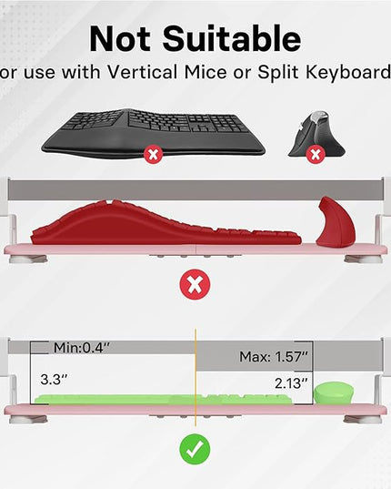 BONTEC KMT01 Under Desk Keyboard Tray, Pull-Out Keyboard & Mouse Platform with C-Clamp, 25.6 x 11.8 in Space-Saving Ergonomic Slide-Out Drawer, Pink