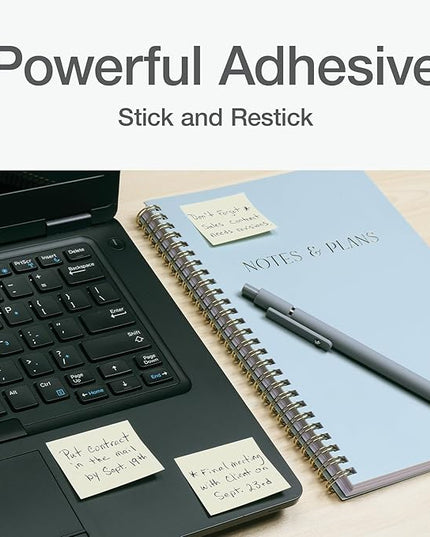 Redi-Tag Power Stick Notes, Mini Sticky Notepads, 1.5 x 2 inch, Sticky Notes for School, Office, Home and Classroom, Adhesive Reminder Pads in Yellow, 8 Pads per Pack (1016929)