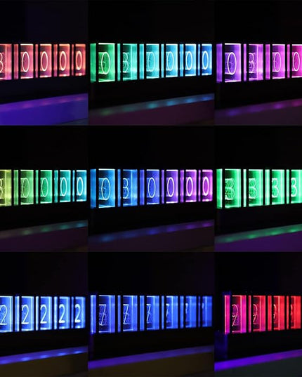 Adventurers Nixie Tube Clock , Cool Clock, Retro Wooden Shell /LED Full Color Custom RGB and 12/24h Display,Decorate Room