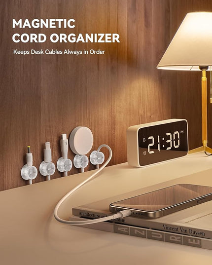 9 Pack Cable Management Cord Holder, JOYROOM Magnetic Cable Clips Adhesive Wire Hider, Cord Organizer for Desk Bedside Nightstand Table Desktop USB Wall Car Office Workspace Accessoriess, Clear