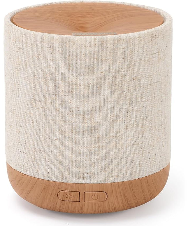 ZmarKraft Essential Oil Diffuser 200ml with Fabric Cover and Night Lamp | Ultrasonic Aroma Diffuser | Humidifier w Lights | Room Decor | Small Humidifier for Bedroom | Gift (Light Brown)