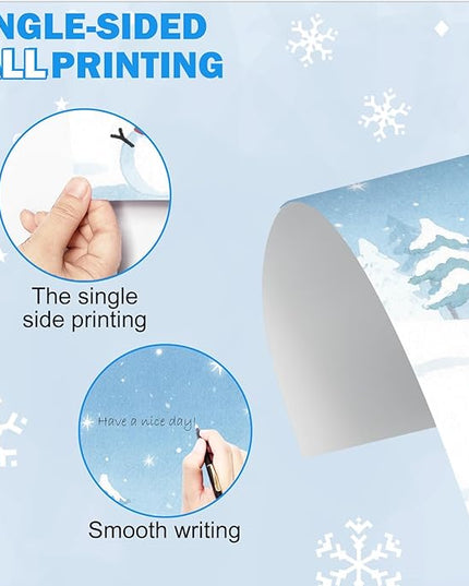 EggSun 250Pcs Christmas Winter Stationery Paper and Envelope Set with 100 Letterhead Papers and 50 Envelopes,10 Design for Letter Writing Invitations Computer Holidays Party Notes, 8.5x11 Inch-Snowman