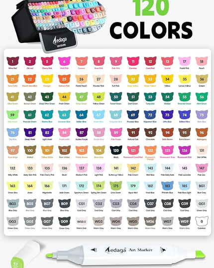 120 Colors Alcohol Markers with Free App, Dual Tip Art Marker with Kickstand Case for Artists Adults. Alcohol Based Markers for Coloring Painting Sketching and Drawing, Great Gift