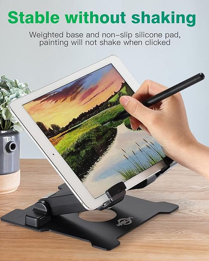 KABCON Tablet Stand,Adjustable Drawing Holder Eye-Level Aluminum Solid Stand for Desk, Portable Monitor, iPad Pro 9.7 10.5 Air Mini,Microsoft Surface Pro,Tab-Up to 15''