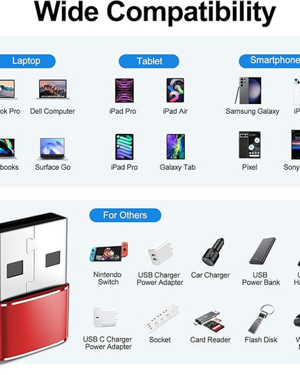 𝟒𝐏𝐚𝐜𝐤 𝐔𝐩𝐠𝐫𝐚𝐝𝐞𝐝 USB to USB C Adapter,Type-C Female to A Male Car Charger OTG Converter for Apple Watch Ultra 8 9 10,iPhone 16 15 14 13 Pro Max,Samsung S24,Nintendo Switch,AirPods,iPad,Car