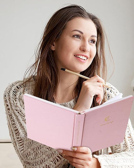 CAGIE Lined Journal Notebook for Women Girls, A5 Hardcover Linen Journals For Writing 256 Pages, Aesthetic Womens Diary, Gifts 8.3'' x 5.7'' Pink