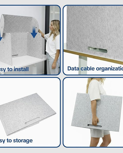 Desktop Partition Divider - Foldable Acoustic Privacy Screen Sound Absorbing Panel for Office & Home, Desk Shade for Cubicle to Block Light, 32.3" W x 19.7" D x 23.2" H