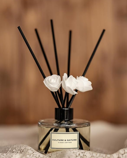 CULTURE & NATURE Reed Diffuser Set 6.7oz (200ml) White Rose Scented Diffuser with Sticks Home Fragrance Reed Diffuser for Bathroom Shelf Decor
