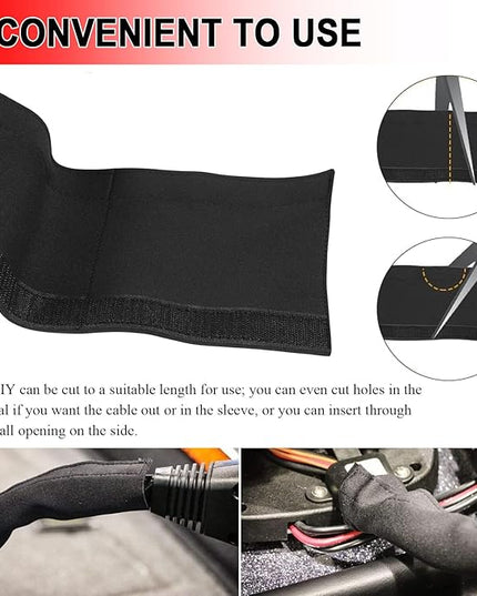 6 PCS Trolling Motor Cable Organizer Sleeve, 60" L Neoprene Troll Sleeve Trolling Motor Wire Cover, Cable Management Sleeve Wrap for Cover Wire and Extension Cords